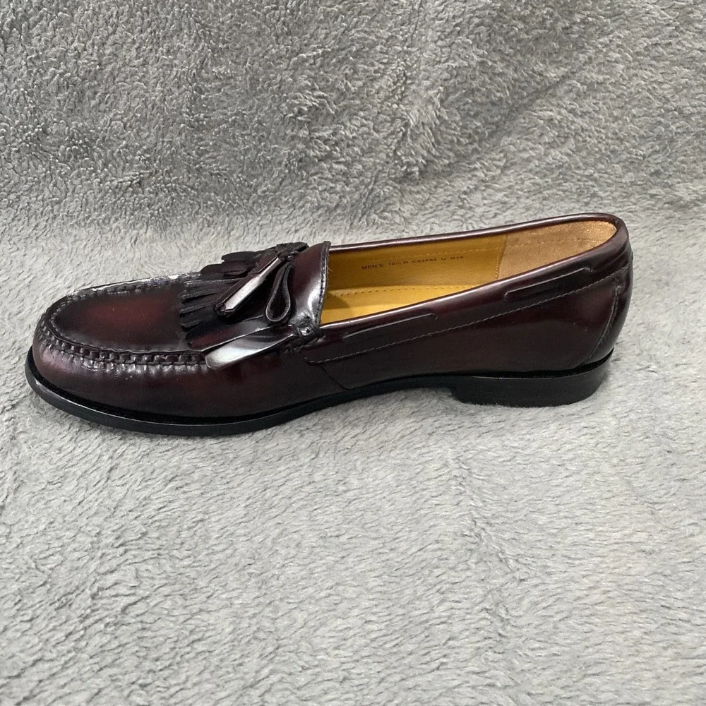Cole Haan Mens Loafers C02692 Burgundy Leather Kiltie Tassel Dress Shoes 10.5D